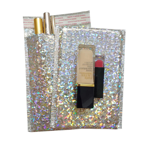 10PCS Holographic Metallic Bubble Mailer Gift Packaging