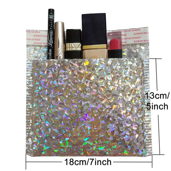 10PCS Holographic Metallic Bubble Mailer Gift Packaging