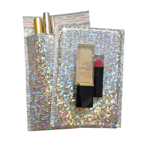 10PCS Holographic Metallic Bubble Mailer Gift Packaging