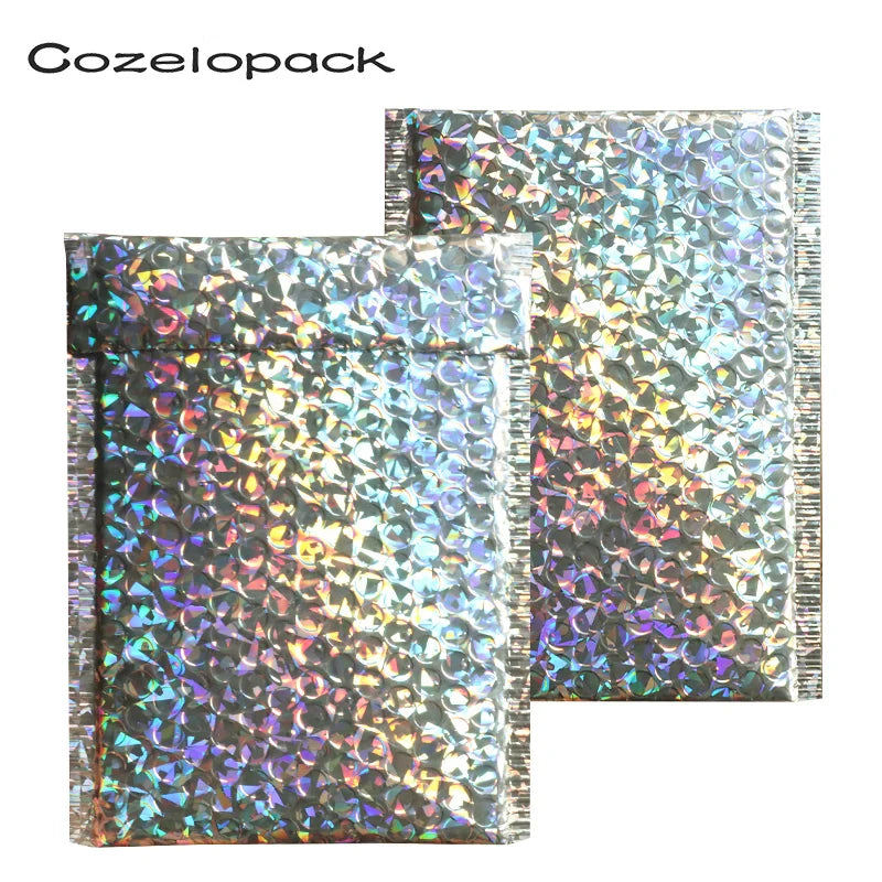 10PCS Holographic Metallic Bubble Mailer Gift Packaging