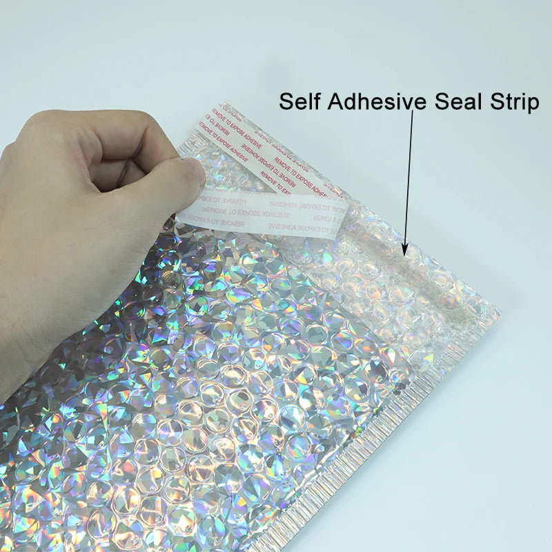 10PCS Holographic Metallic Bubble Mailer Gift Packaging