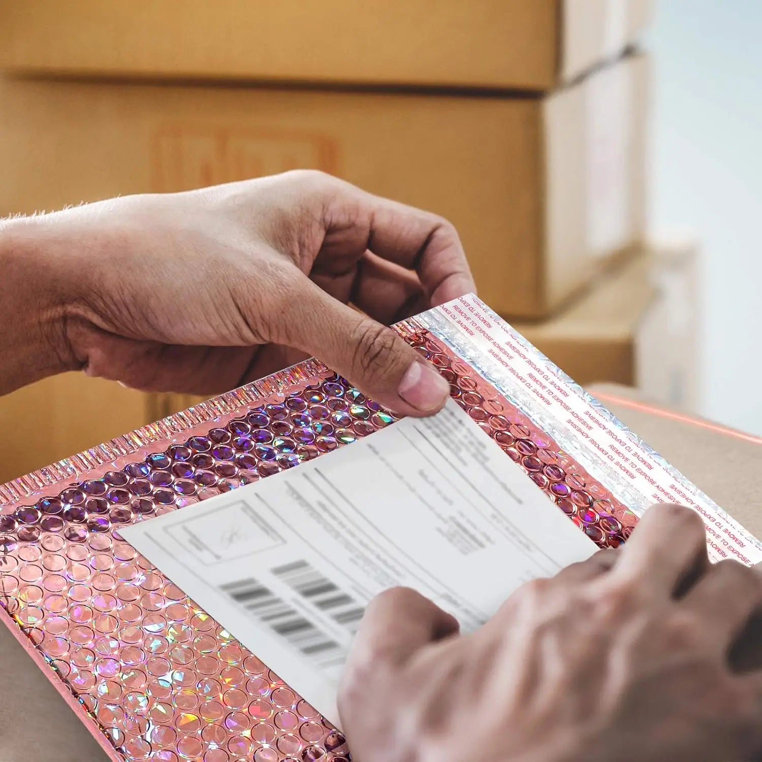 Holographic Pink Shipping Bags