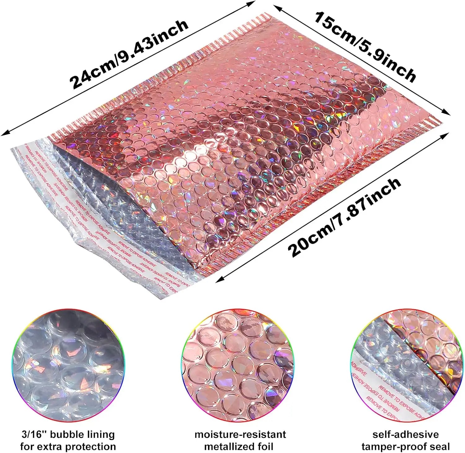 Holographic Pink Shipping Bags