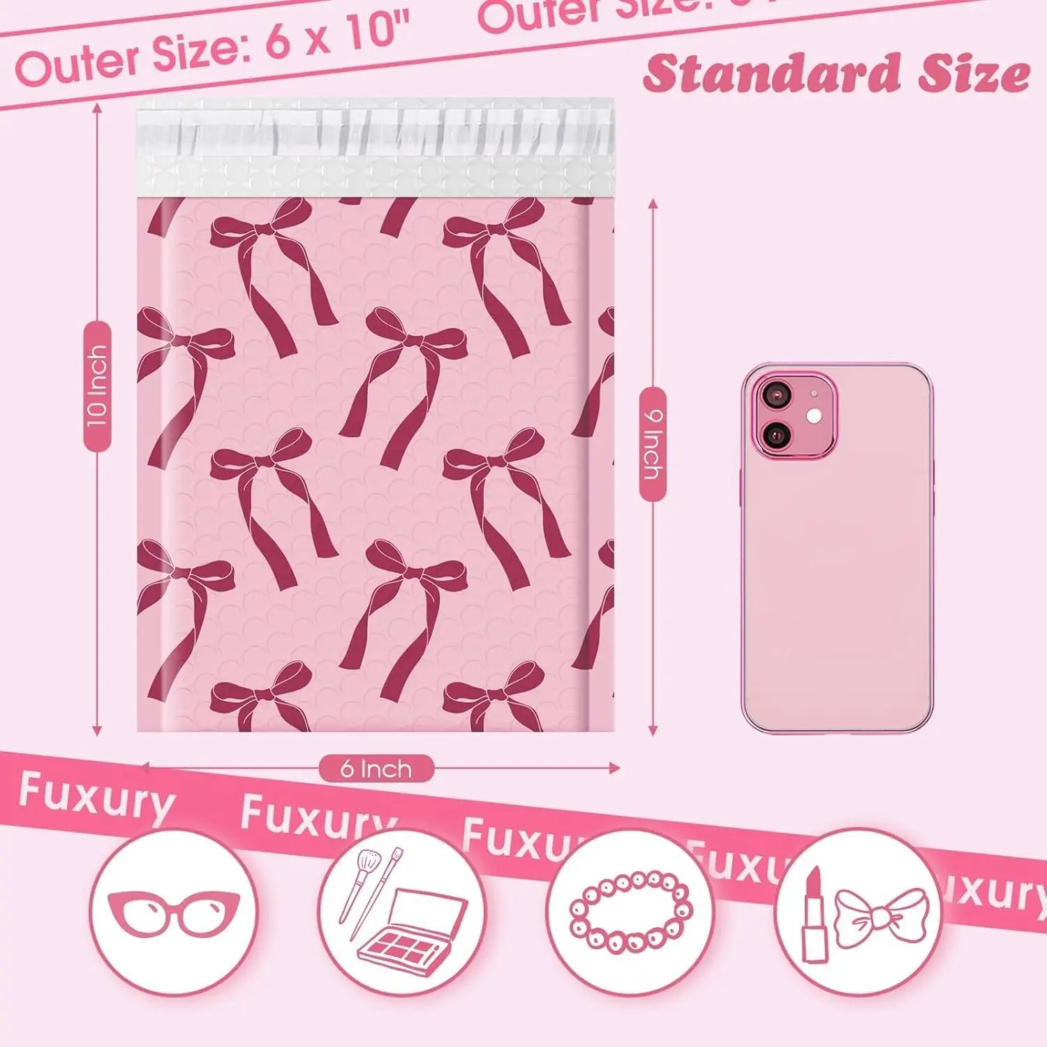 Very Coquette Pink Bubble Mailers